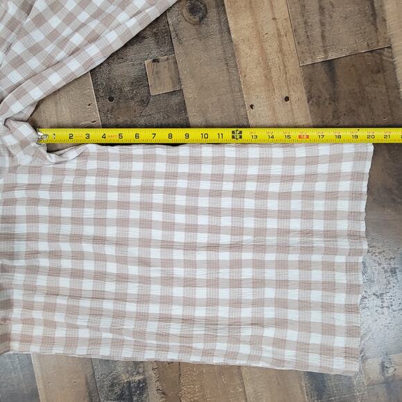 NWT Free People Seersucker Plaid Neutral Gingham Wide Leg Jumpsuit‎ Womens 8 - Picture 15 of 16